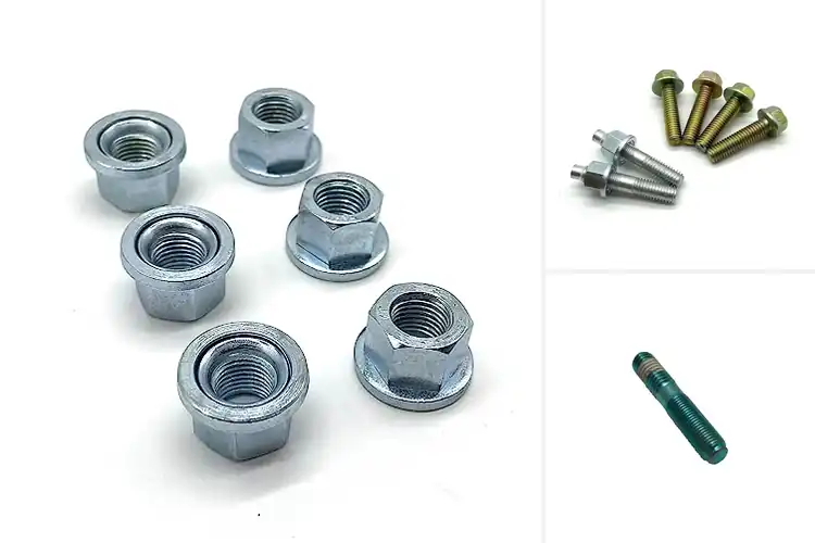 Detailed view of Best truck transfer case mounting studs and nuts